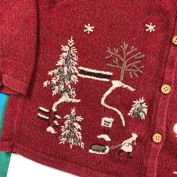 Vintage 90s Northern Reflections Embroidered Winter Cardigan Snowman - Picture 5 of 5